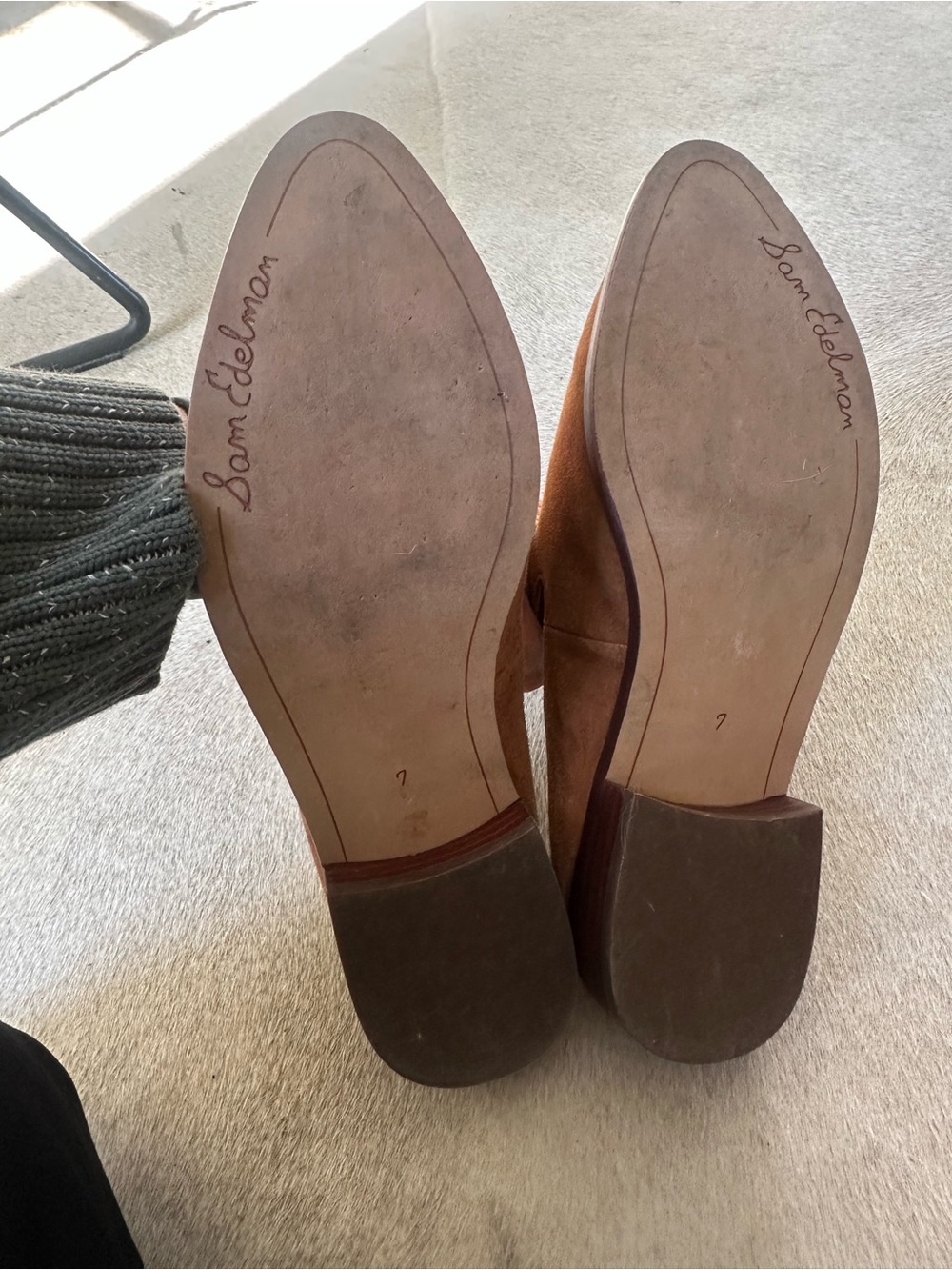 Cognac Suede Mules - Picture 6 of 8